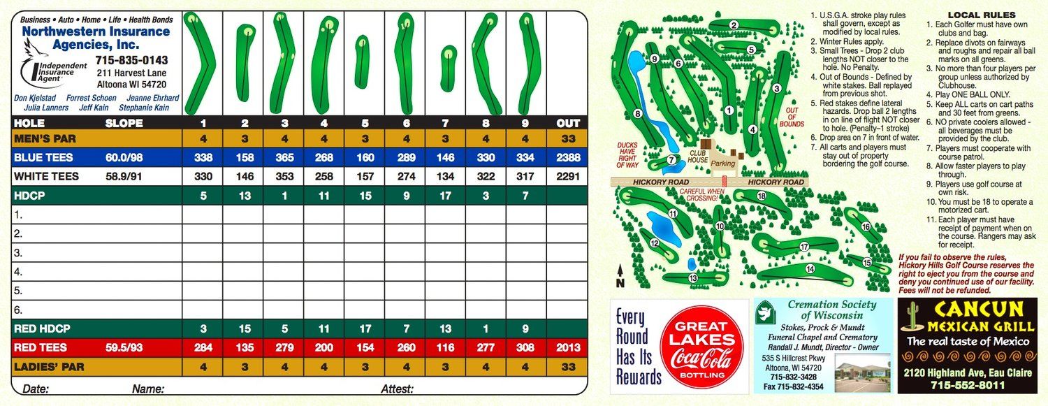 Course map showing all 18 holes