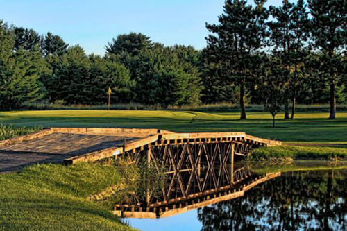 Looking down a manicured fairway